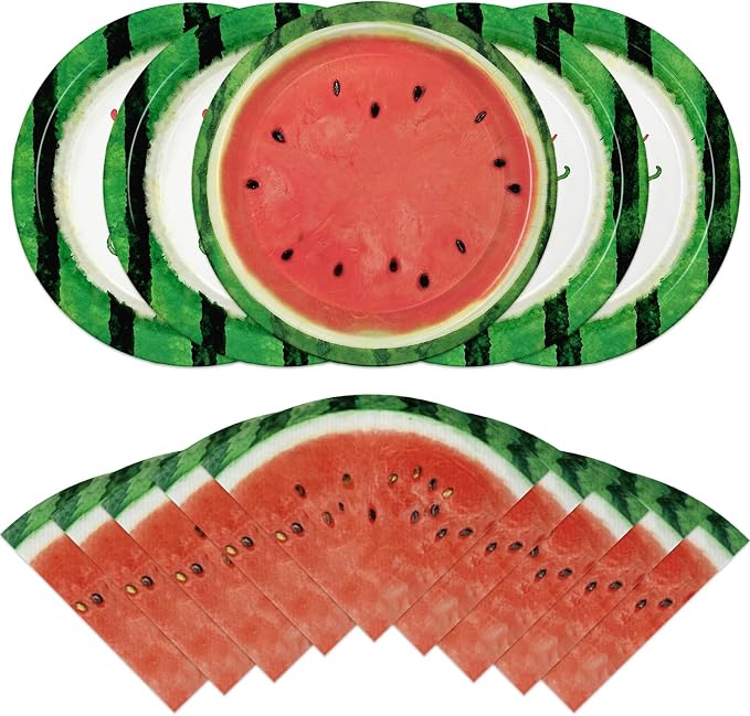 40Pcs Watermelon Birthday Plates and Napkins Set Disposable Fresh Fruit Melon by CRINSLY