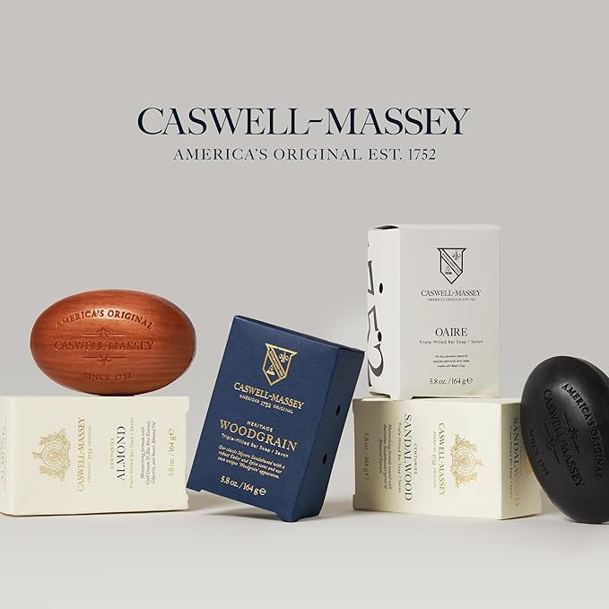 Caswell-Massey Men’s Bar Soap Gift Set - Newport, Oaire & Greenbriar - Moisturizing Triple-Milled Body Wash Bars for All Skin Types, Plant-Based & Essential Oils Formula, Made in USA, 3 x 5.8 oz