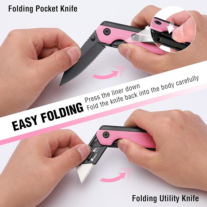 WORKPRO 2-in-1 Folding Knife/Utility Knife, Quick-Change Box Cutter - Image 5