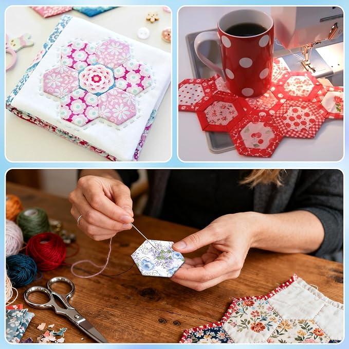 2000 PCS Hexagon Piecing Paper Templates, Quilting Templates Accessories - Image 7