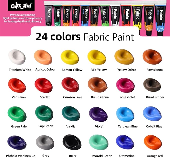 Colorful Fabric Paint Set for Clothes 24 Colors - Image 8