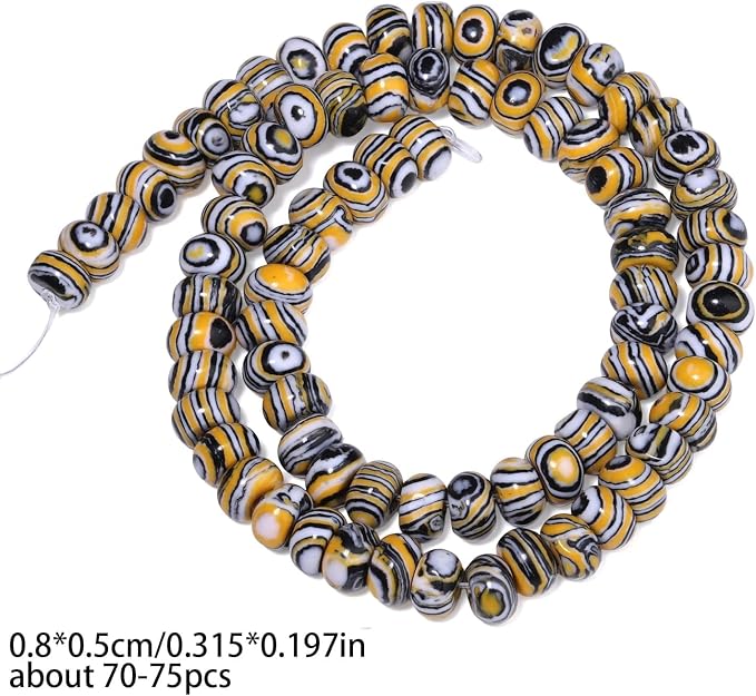 Songxi 5x8mm Natural Yellow Peacock Stone Rondelle Beads, Gemstone - Image 2