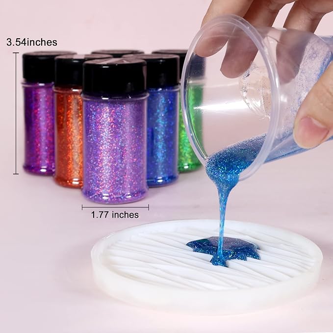 Renfio Holographic Ultra Fine Glitter Powder Metallic Resin Glitter 2.11 Oz PET - Image 4