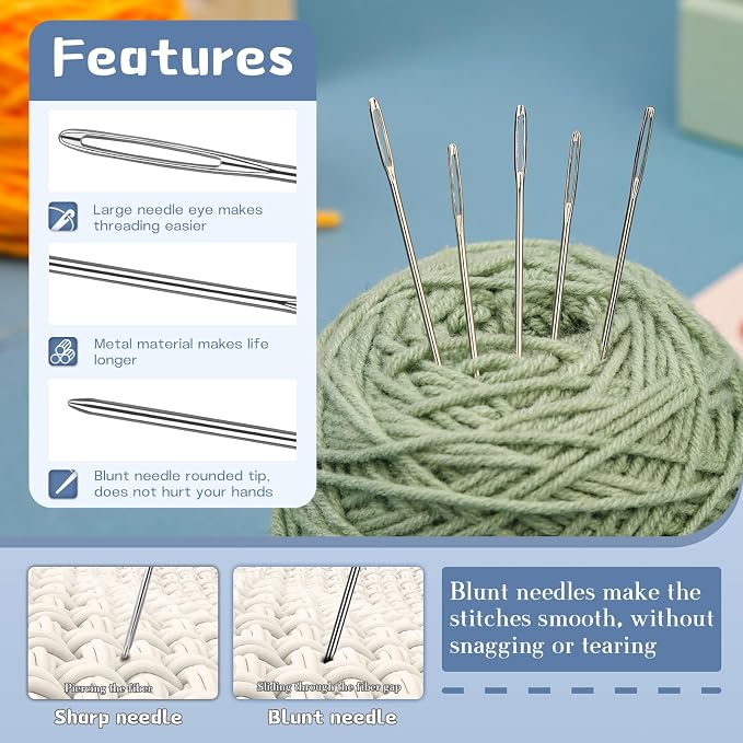 TLKKUE 100/40 Pcs Large-Eye Blunt Needles, Tapestry Needle - Image 3