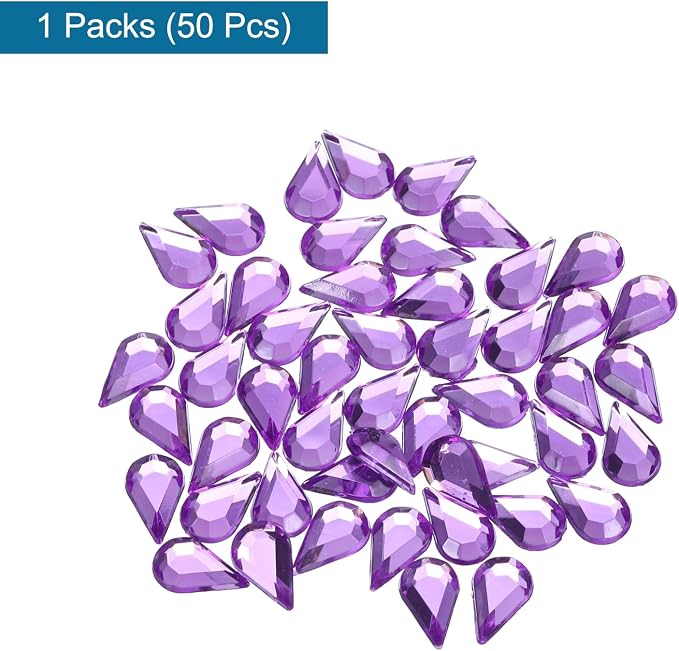 MECCANIXITY 50PCS Flat Back Acrylic Teardrop Gems 6x10mm Artificial Rhinestones - Image 3