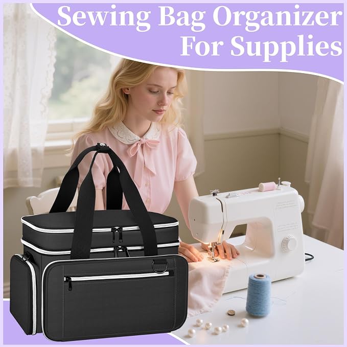 Anitor Large Sewing Supplies Organizer, Double Layer Sewing Storage Organizer - Image 8