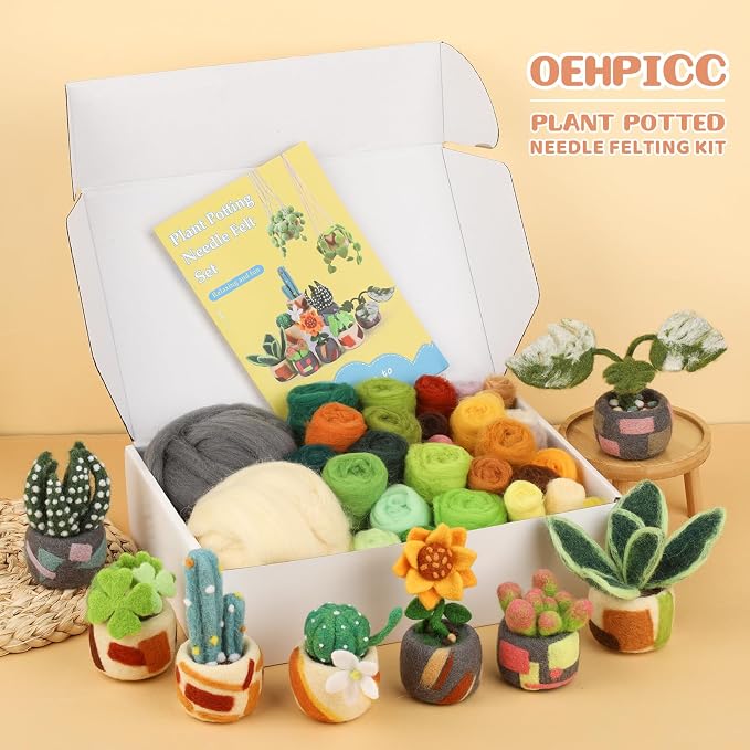 OEHPICC Needle Felting Kit, 10 Pack Plant Pot Needle Felting Starter Kit | - Image 7