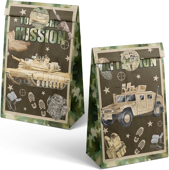 Army Party Favor Bags – 24 Pcs Camouflage Gift Bags - Image 2