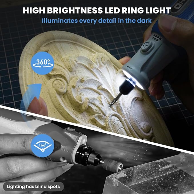 HARDELL Cordless Rotary Tool Kit, 8V 6-Speed Rotary Tool with Digital Display and USB-C Charge, Multi-Function Mototool with 80PCS Accessories for Carving, Sanding, Polishing DIY Crafts