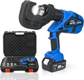 Electric Hydraulic Cable Lug Crimping Tool Range 8 AWG-800 MCM Rechargeable Crimper 12 Ton Electrical Terminal Cable Wire Fiber Crimper Kit with 13 Dies