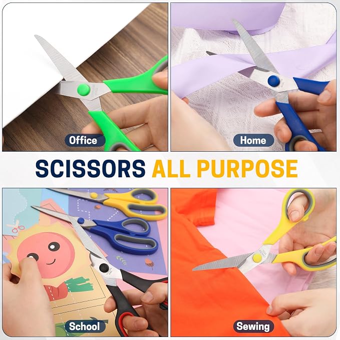BURVAGY 24-Pack 8" All Purpose Heavy Duty Sharp Scissors Bulk - Image 8