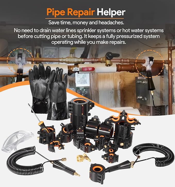 CST2 General Cold-Shot Pipe Freeze Kit, Tube Wire Plumbing Freezes Pipes from 1/8 Inch to 2 Inch, CO2 Water Pipe Plumbing Line Freezing Repair Kit for Copper Steel Aluminum Cast Iron