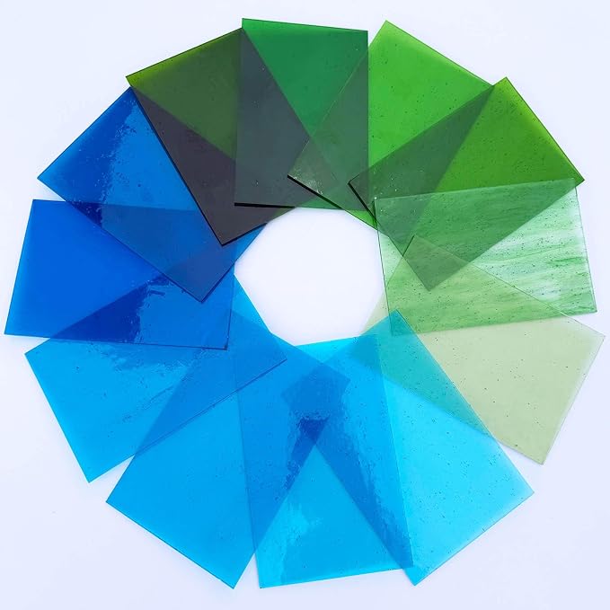 LITMIND 12 Sheets Smooth Transparent Stained Glass Sheets Blue & Green Gradient - Image 7