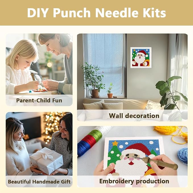 DOODLREAM Christmas Santa Claus DIY Punch Needle Embroidery Kit - Image 4
