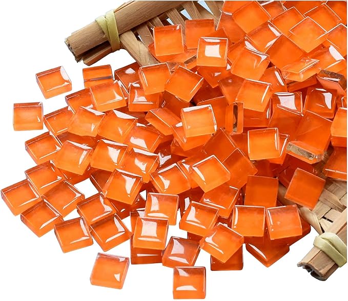 Mosaic Tiles Squares Orange Crystal Mosaic Glass Tile by Ricytnig