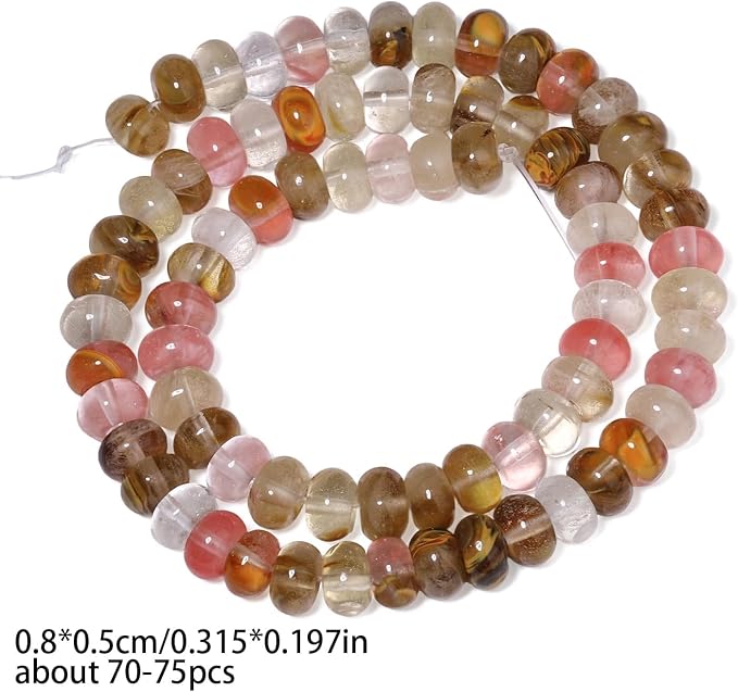 Songxi 5x8mm Natural Watermelon Rind Stone Rondelle Beads, Gemstone - Image 2