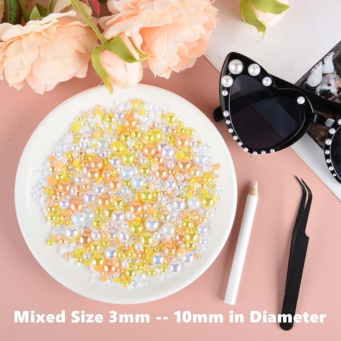 ASTARON 50g Mix Flatback Rhinestones Half Pearls - Image 3
