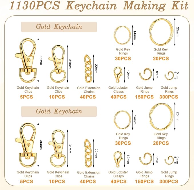 BESARME 1130PCS Keychain Making Kit Jump Rings - Image 2