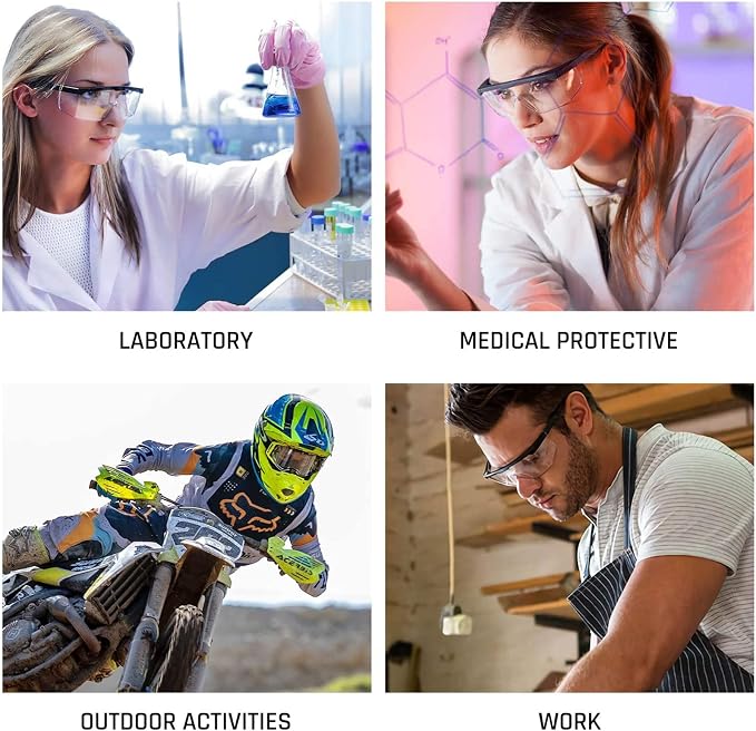 Safety GlassesClear Anti-Fog Goggles Over-Spec Glasses Protective Eye Wear - Image 2