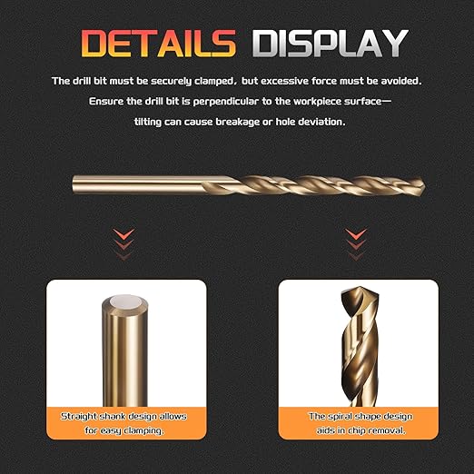 Drill Bit, 11/64" Cutting Diameter (4.366mm), 4241 HSS Gold 118° Cutting Angle Versatile Jobber Bits - (Applications: for Drilling Plastic Wood Soft Thin Metal), 12-Pieces