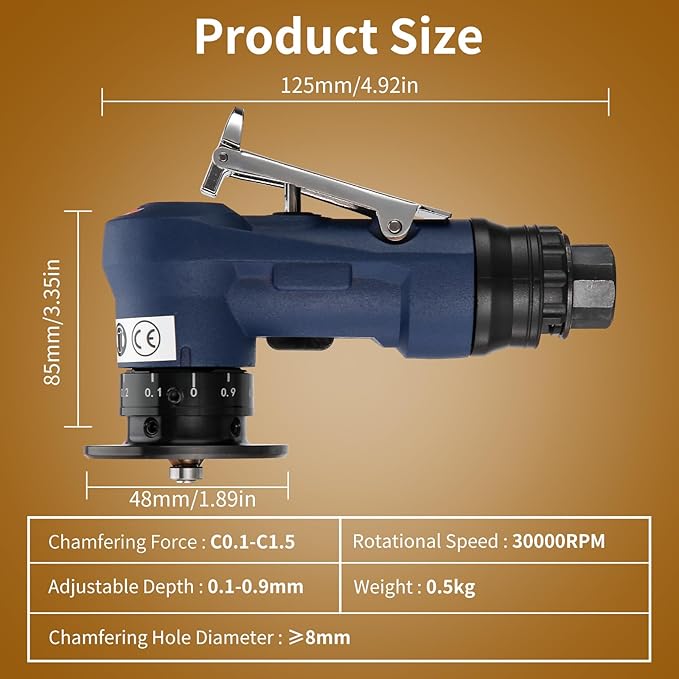 2 in 1 Pneumatic Chamfering Tool- Mini Air Chamfer Tool with Multi-Angle Chamfering Kit,45 Arc Corner Deburring Beveling Chamfer Machine for Metal, Acrylic,Woodworking (Blue)