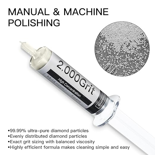 Diamond Polishing Compound Lapping Compound 2,000 Grit 6.5-7.3 Microns with 30% Concentration of Diamond Powders Diamond Stropping Paste for Glass Marble Metal Resin Rock Jewelry Watch etc.