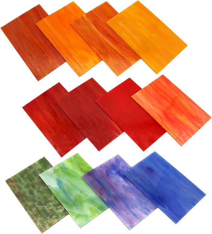 LITMIND 12 Sheets Variety Stained Glass Sheets Pack, 4 x 6 inch Mosaic Glass - Image 2