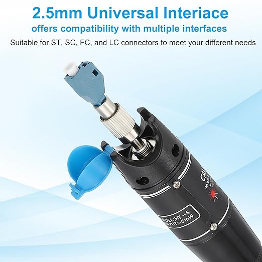PATIKIL 5mW Visual Fault Locator Fiber Optic, 2Pcs 650nm Fiber Optic Red Light Tester Pen with 2.5mm Universal Connector FC Male to LC Female for SC/FC/ST/LC Network Cable Testing