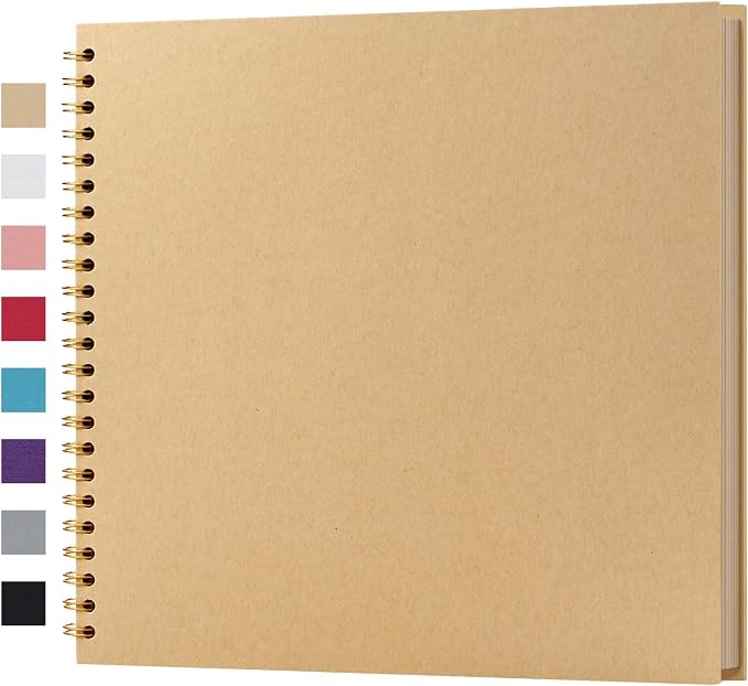 potricher 12 x 12 Inch DIY Scrapbook Album 40 Pages Hardcover Kraft Paper Scrap by potricher