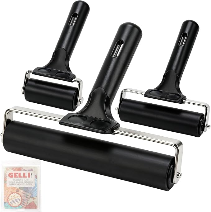 Brayer for Gelli Plate, 3 Pack Rubber Ink Rollers for Printmaking | Three sizes by Unknown
