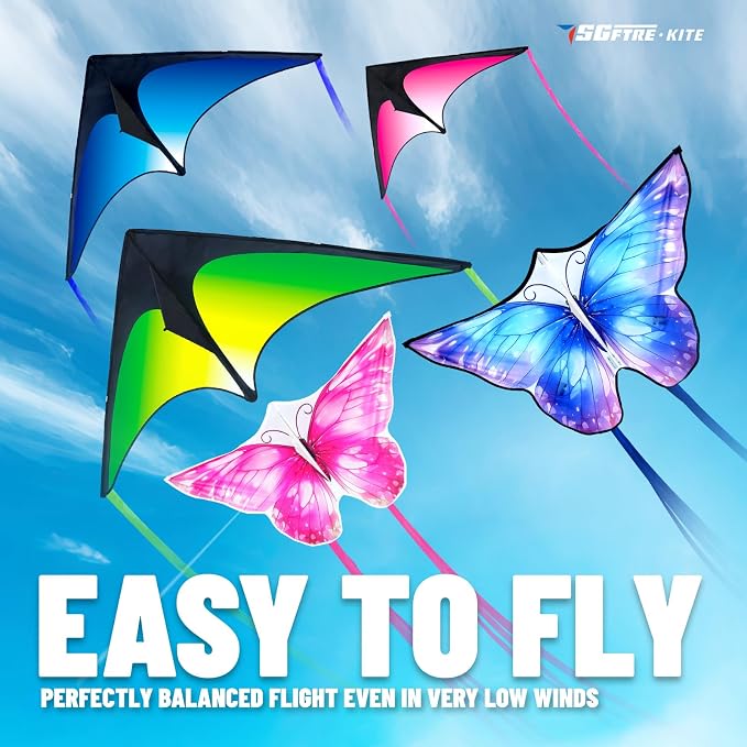 SGftre 3 Piece Set Butterfly Delta Octopus Kites - Image 2