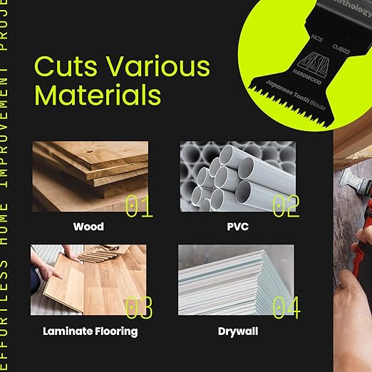 Smithology 24PCS Oscillating Saw Blades - 6 Japanese Tooth & 18 Standard Multi Tool Blades Kits, 33mm & 44mm with Precision-Ground Teeth, for Cutting Wood, PVC, Laminate Flooring, & Drywall