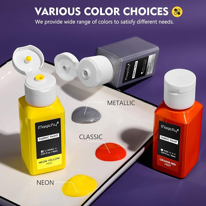 Magicfly Permanent Soft Fabric Paint Set, No Heating Needed & Washable Fabric - Image 2