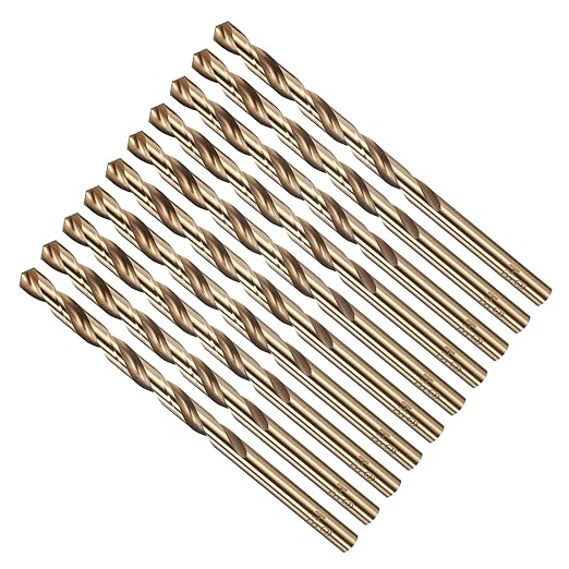 Drill Bit, #6 Cutting Diameter, 4341 HSS Gold Finish 135° Cutting Angle Number Jobber Bits - (Applications: for Drilling Soft Metal Plastic Wood), 5-Pieces