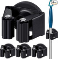 4 Pcs Magnetic Mop Broom Holder Movable Magnetic Broom Holder Rack, Anti Slip Wall Mounted Utility for Cleaning Tools, Garage, Kitchen, Laundry, Garden (Black)
