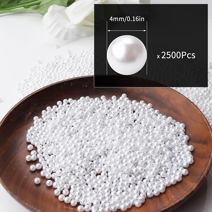 2500pcs White 4mm Pearl Beads - Image 2