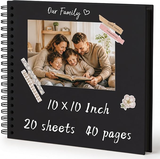 DIY Scrapbook Album 10x10 Inch 40 Pages, Hardcover Kraft Paper | Photo Book by QIQUWU