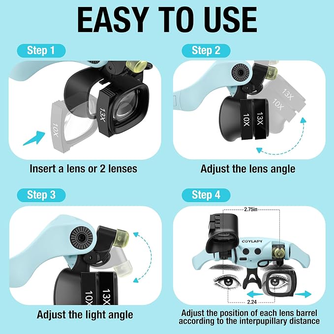 COYLAPY Magnifying Glasses for Close Work, Jewelers Magnifying Glass - Image 6