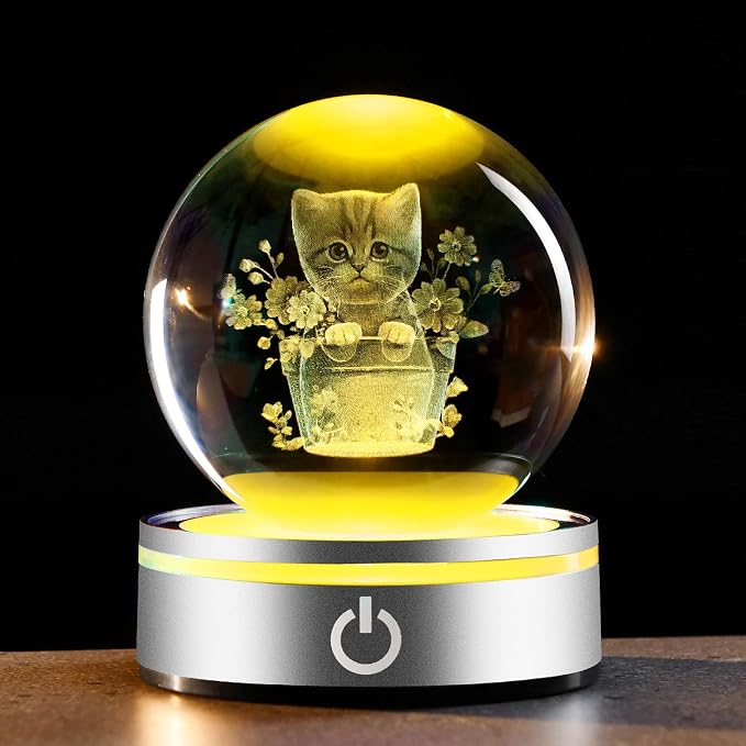 IFOLAINA Cat Themed Gifts for Women 3D Crystal Ball for Her Mom Girls | Cat by IFOLAINA