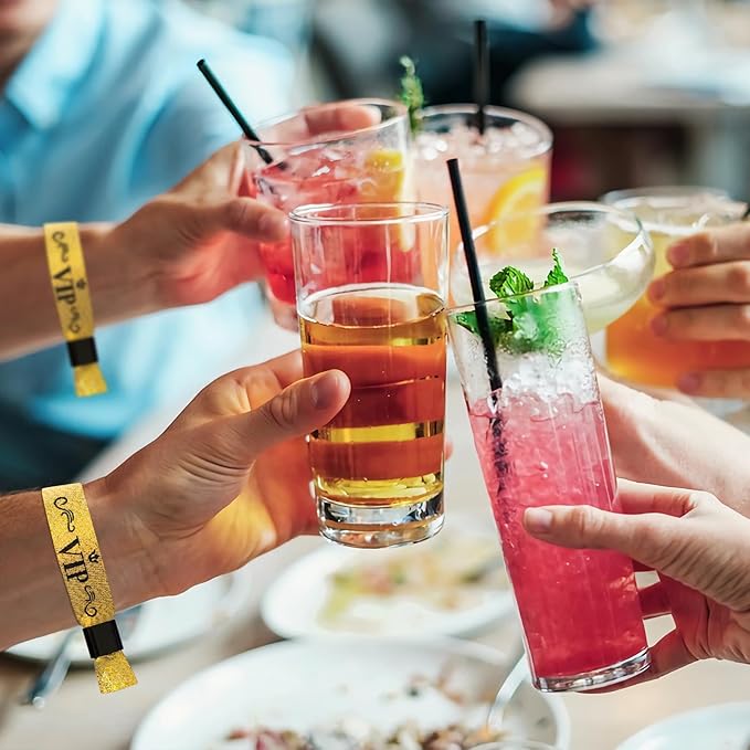 100 Pcs VIP Cloth Event Wristband, Disposable VIP Wristbands for Events, Colored VIP Wristbands Events,for Lightweight Concert,Club Entrance Wrist Strap Party Wristband Event (Color : Gold)