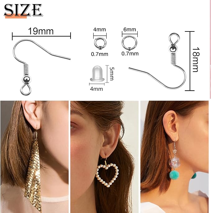 TOAOB 150pcs 5 Colors Earring Hooks Kit Hypoallergenic Ear Wires and 1000pcs - Image 2