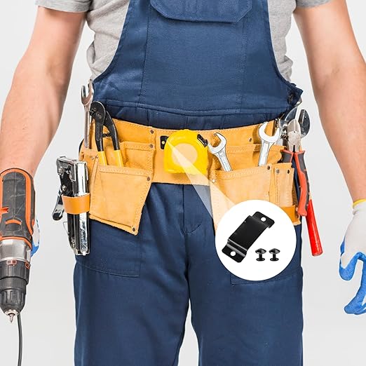 6 Pcs Tape Measure Holder Clip Measuring Tape Holder Metal Measuring Tape Belt Holder Tape Holder for Tool Belt with Rivets Tape Measure Hanging Tape Holder for Easy to Carry Matte Black