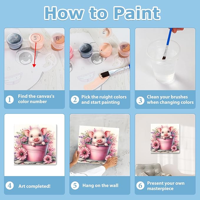 hkejoi Pig Paint by Numbers Kit - Image 8