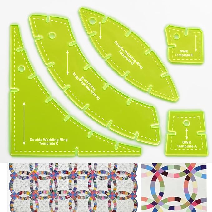 Quilting Templates Slit N Sew Double Wedding Ring Set Templates by Anmboor
