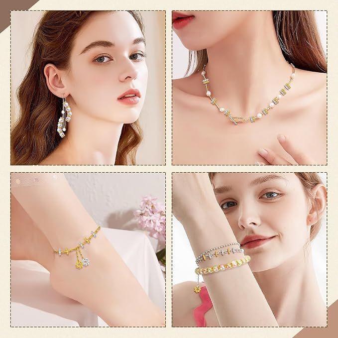 Augshy 700 Pcs Silver and Gold Daisy Flower Spacer Beads - Image 7
