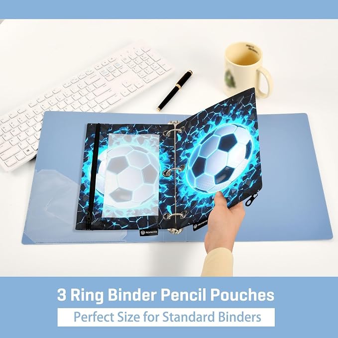 3D Soccer Football Blue Pencil Pouch - Image 4