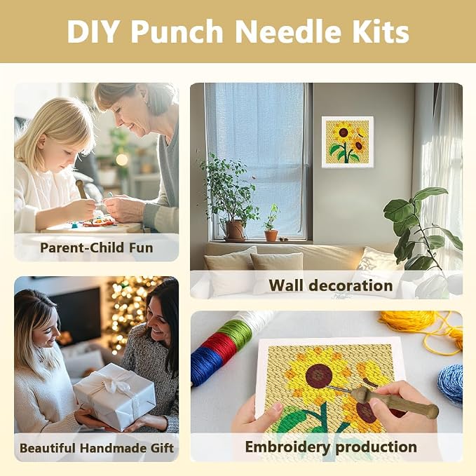 Doodlream Sunflower DIY Punch Needle Embroidery Kit - Image 4