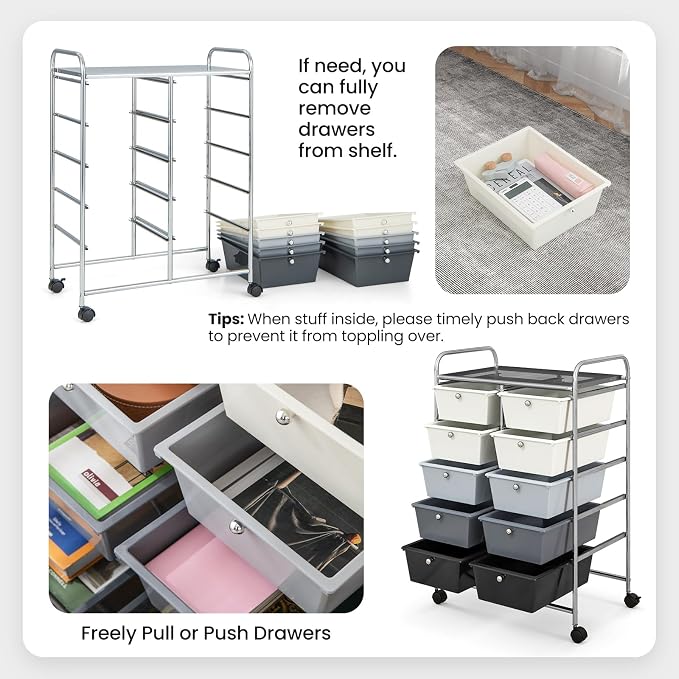 BECOMFORT 10-Drawer Rolling Cart - Image 4