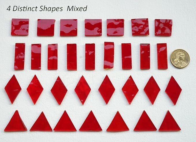 Transparent Textured Stained Glass Pieces, 200G Vibrant 4 Shapes Mosaic Tiles - Image 2