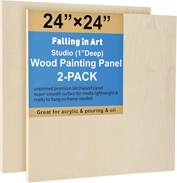 Falling in Art 2 Pack 24x24 Unfinished Birch Wood Panels Kit by FallinginArt